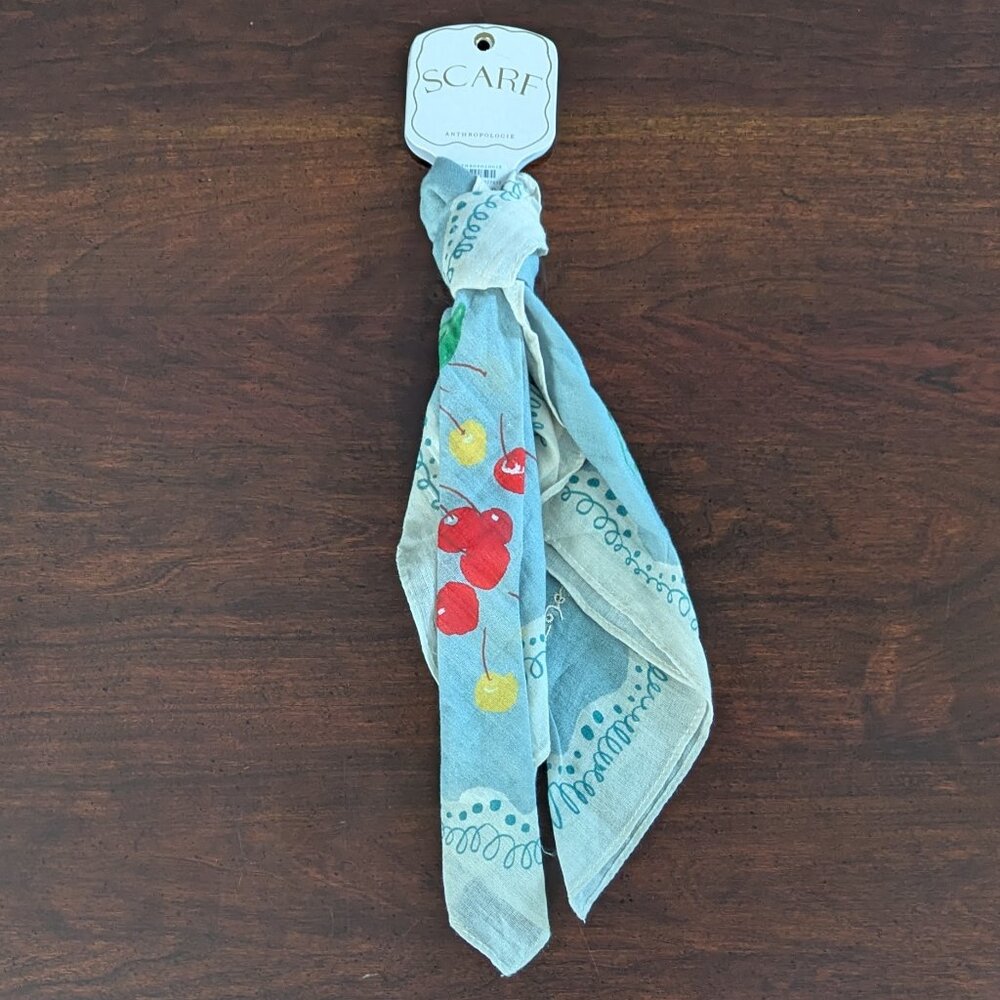 NWT Anthropologie Maeve Desserts Printed Bandana Scarf Handkerchief Bag Tie 20" - Picture 3 of 5